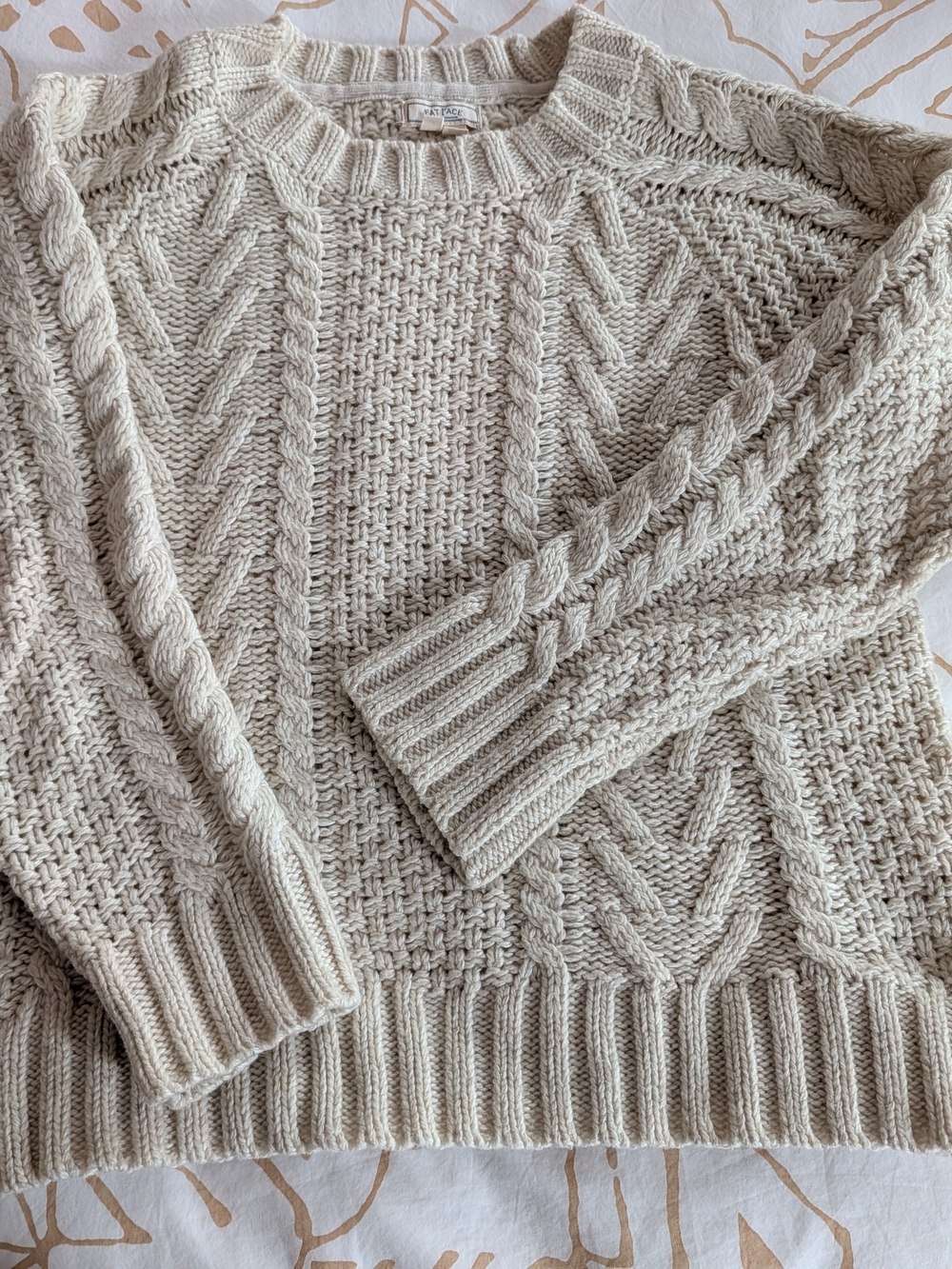 Fat Face Cable Knit Crew Sweater US2